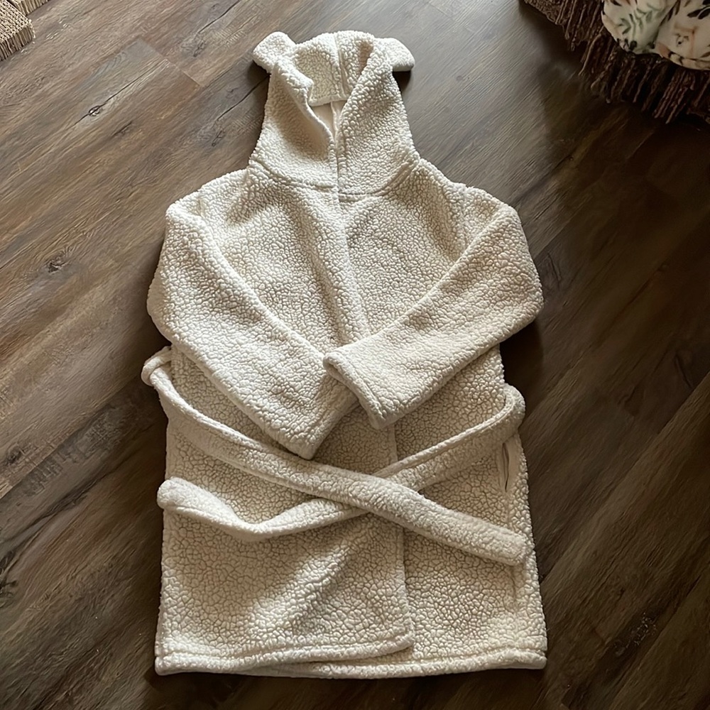 🧸 ASOS Teddy Fleece Robe Bear Ear Hood Cozycore Loungewear